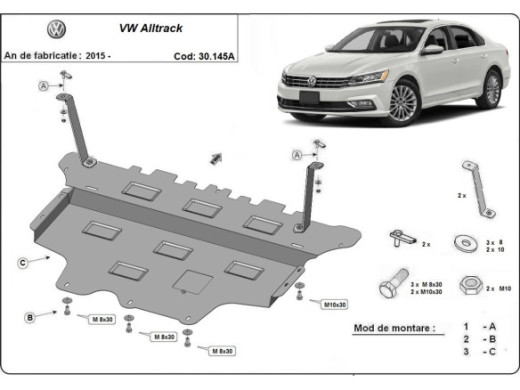 Stahl Unterfahrschutz für Motor VW Passat Alltrack - Automatikgetriebe (2015-2024) EANVolkswagen Passat