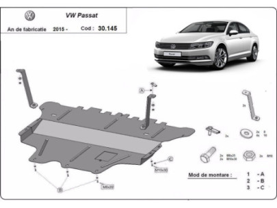 Stahl Unterfahrschutz für Motor VW Passat B8 - Automatikgetriebe (2015-2026) EANVolkswagen Passat 2