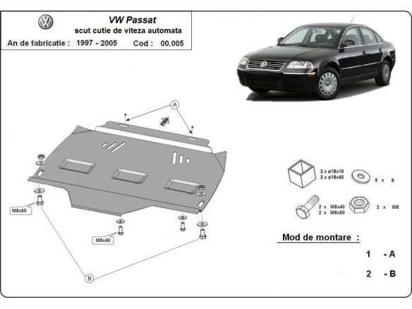 Stahl Unterfahrschutz für Getriebe Automatikgetriebe VW Passat B5, B5.5 (1997-2005) EANVolkswagen