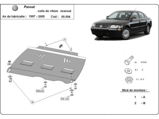 Stahl Unterfahrschutz für Getriebe Schaltgetriebe VW Passat B5, B5.5 (1997-2005) EANVolkswagen