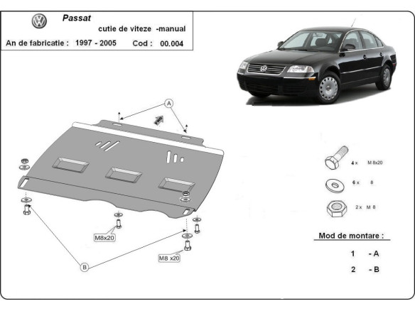 Stahl Unterfahrschutz für Getriebe Schaltgetriebe VW Passat B5, B5.5 (1997-2005) EANVolkswagen