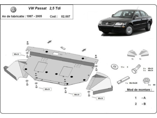 Stahl Unterfahrschutz für Motor VW Passat B5, B5.5 (2001-2004) EANVolkswagen