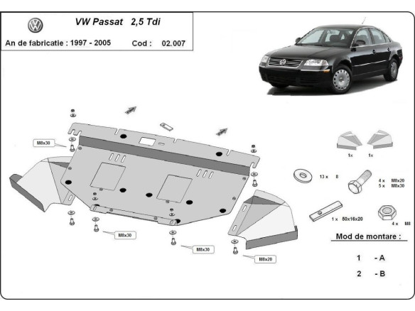 Stahl Unterfahrschutz für Motor VW Passat B5, B5.5 (2001-2004) EANVolkswagen