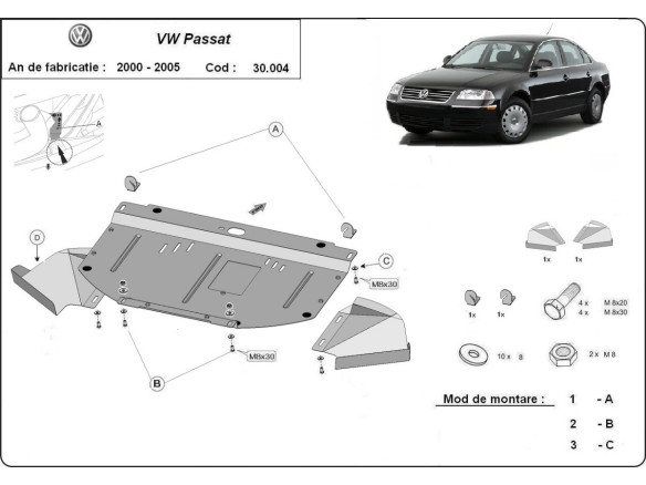 Stahl Unterfahrschutz für Motor VW Passat B5.5 (2001-2005) EANVolkswagen