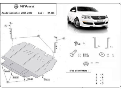Stahl Unterfahrschutz für Motor VW Passat B8 - Automatikgetriebe (2015-2026) EANVolkswagen Passat 2