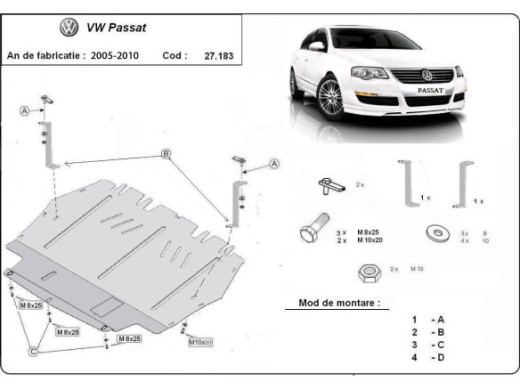 Stahl Unterfahrschutz für Motor VW Passat B6 (2005-2010) EANVolkswagen Passat
