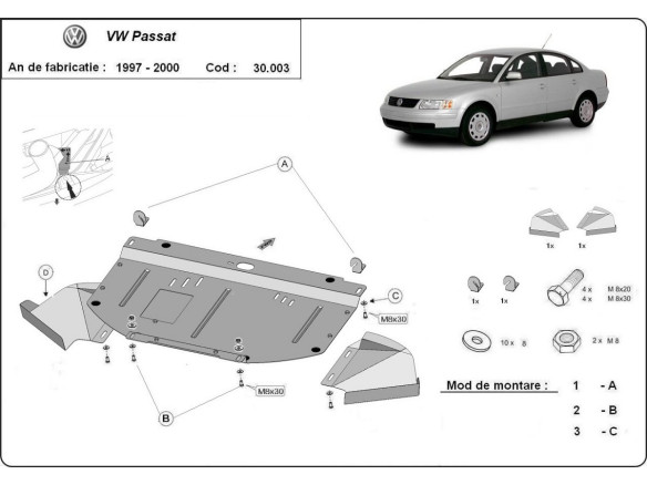 Stahl Unterfahrschutz für Motor VW Passat B5 (1997-2000) EANVolkswagen