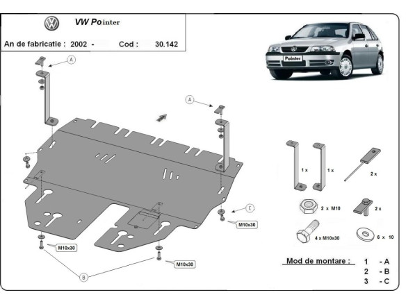 Stahl Unterfahrschutz für Motor Volkswagen Pointer (2004-2017) EANVolkswagen Pointer
