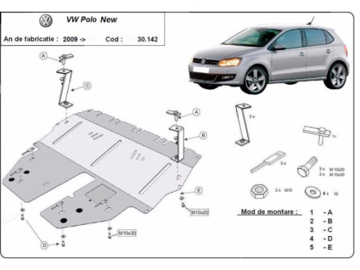 Stahl Unterfahrschutz für Motor VW Polo (2009-2017) EANVolkswagen Polo