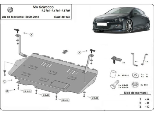 Stahl Unterfahrschutz für Motor Volkswagen Scirocco (2008-2017) EANVolkswagen Scirocco