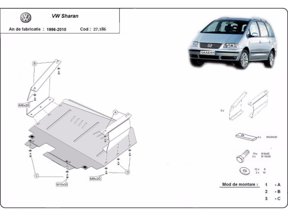 Stahl Unterfahrschutz für Motor Volkswagen Sharan (1999-2010) EANVolkswagen