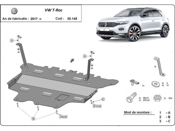 Stahl Unterfahrschutz für Motor Volkswagen T-Roc - Schaltgetriebe (2017-2026) EANVolkswagen T-Roc
