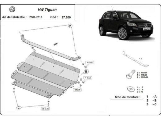 Stahl Unterfahrschutz für Motor VW Tiguan (2008-2015) EANVolkswagen Tiguan