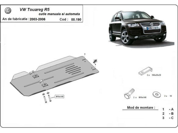 Stahl Unterfahrschutz für Getriebe VW Touareg 7L (2003-2006) EANVolkswagen Touareg