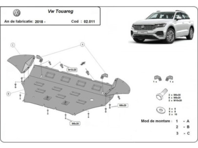 Stahl Unterfahrschutz für Getriebe VW Touareg 7L (2003-2006) EANVolkswagen Touareg 2