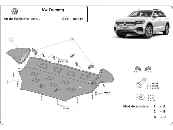 Stahl Unterfahrschutz für Motor Volkswagen Touareg (2018-2026) EANVolkswagen