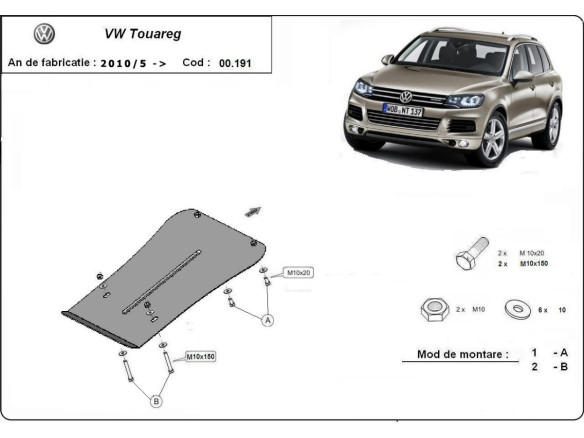Stahl Unterfahrschutz für Getriebe VW Touareg (2010-2018) EANVolkswagen Touareg