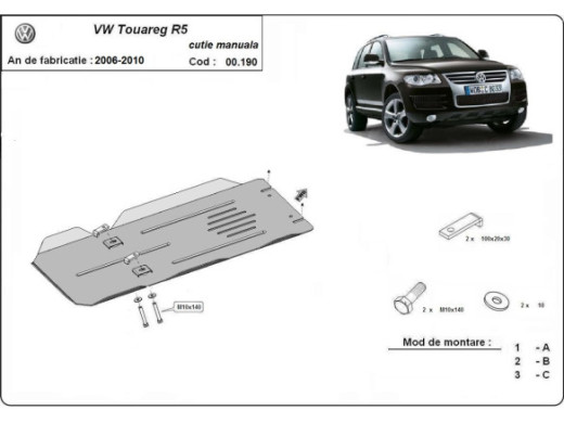 Stahl Unterfahrschutz für VW Touareg 7L - Schaltgetriebe (2006-2010) EANVolkswagen Touareg