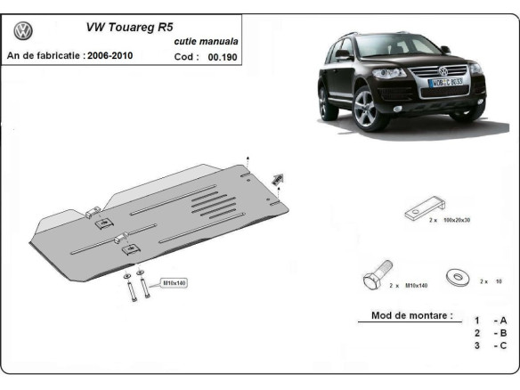 Stahl Unterfahrschutz für VW Touareg 7L - Schaltgetriebe (2006-2010) EANVolkswagen Touareg