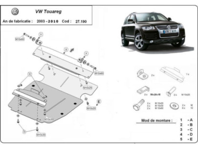Stahl Unterfahrschutz für Getriebe VW Touareg 7L (2003-2006) EANVolkswagen Touareg 2