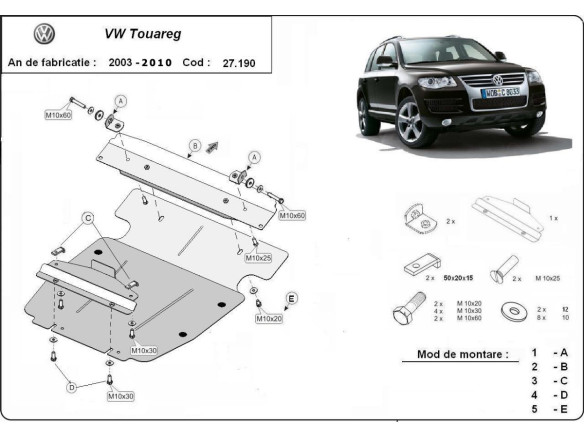 Stahl Unterfahrschutz für Motor Volkswagen Touareg 7L (2003-2010) EANVolkswagen