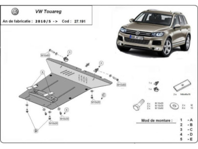 Stahl Unterfahrschutz für Getriebe VW Touareg 7L (2003-2006) EANVolkswagen Touareg