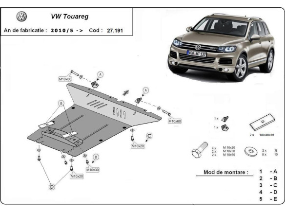 Stahl Unterfahrschutz für Motor VW Touareg (2010-2018) EANVolkswagen Touareg