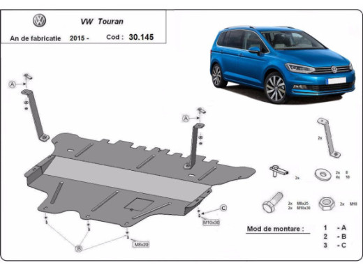 Stahl Unterfahrschutz für Motor VW Touran - Schaltgetriebe (2015-2026) EANVolkswagen Touran