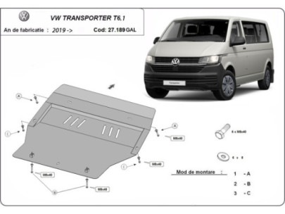 Stahl Unterfahrschutz für Motor Volkswagen Transporter T6.1 (2019-2022) EANVolkswagen Transporter 2