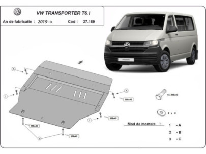 Stahl Unterfahrschutz für Motor Volkswagen Transporter T6.1 (2019-2022) EAN 2