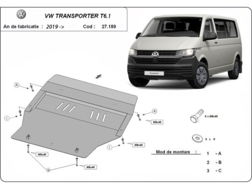 Stahl Unterfahrschutz für Motor Volkswagen Transporter T6.1 (2019-2022) EANVolkswagen Transporter