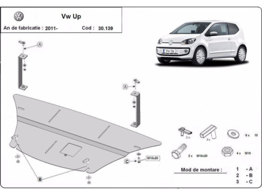 Stahl Unterfahrschutz für Motor, Getriebe VW Up (2011-2026) EANVolkswagen