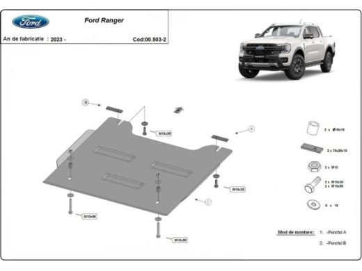 Stahl Unterfahrschutz für Verteilergetriebe Ford Ranger (2023-2026) EANFord Ranger