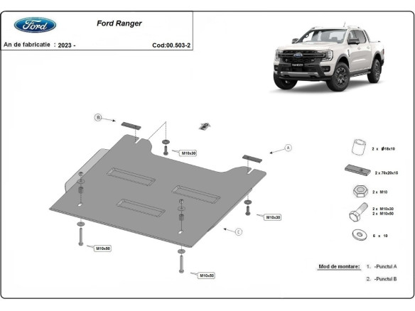 Stahl Unterfahrschutz für Verteilergetriebe Ford Ranger (2023-2026) EANFord Ranger