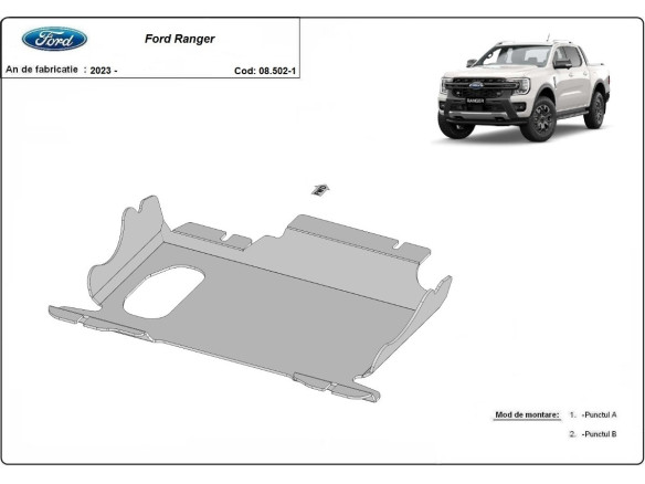 Stahl Unterfahrschutz für Motor Ford Ranger (2023-2026) EANFord Ranger