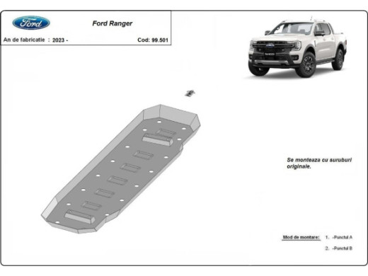 Stahl Unterfahrschutz für Kraftstofftank Ford Ranger (2023-2026) EANFord Ranger