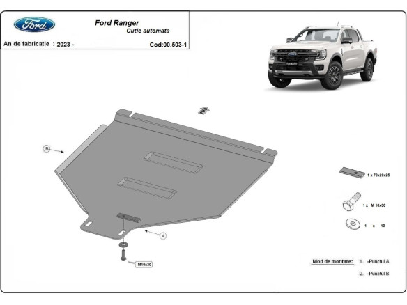 Stahl Unterfahrschutz für Getriebe Automatikgetriebe Ford Ranger (2023-2026) EANFord Ranger