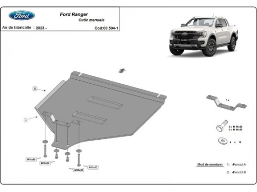 Stahl Unterfahrschutz für Getriebe Schaltgetriebe Ford Ranger (2023-2026) EANFord Ranger