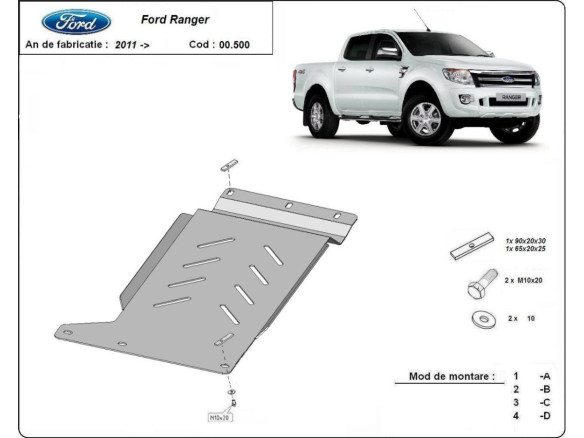 Stahl Unterfahrschutz für Getriebe Ford Ranger (2011-2020) EANFord Ranger
