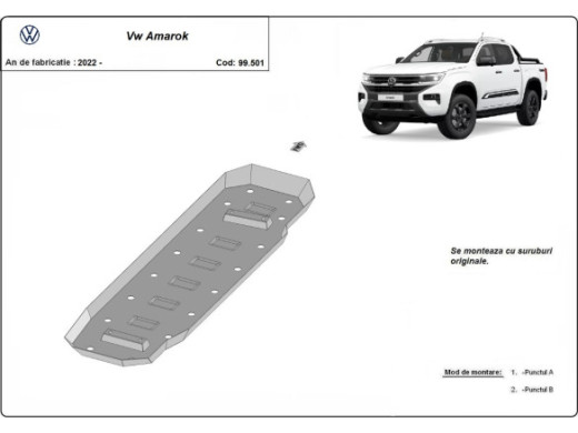 Stahl Unterfahrschutz für Kraftstofftank Volkswagen Amarok (2022-2026) EANVolkswagen
