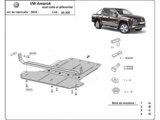 Stahl Unterfahrschutz für Getriebe, Differential Volkswagen Amarok (2010-2022) EANVolkswagen Amarok