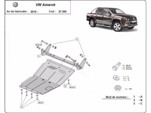 Stahl Unterfahrschutz für Motor Volkswagen Amarok (2010-2022) EANVolkswagen Amarok