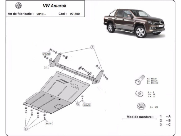 Stahl Unterfahrschutz für Motor Volkswagen Amarok (2010-2022) EANVolkswagen Amarok