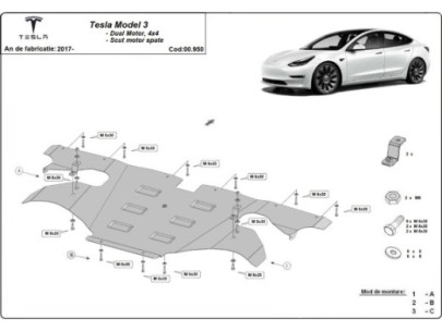 Stahl Unterfahrschutz für Frontmotor Elektromotor Tesla 3 AWD (2017-2026) EANTesla Model 3 2