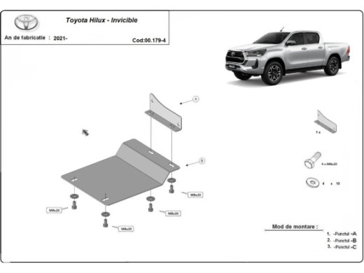 Stahl Unterfahrschutz für Sensoren der Marke Toyota Hilux (2021-2026) EANToyota Hilux Invincible
