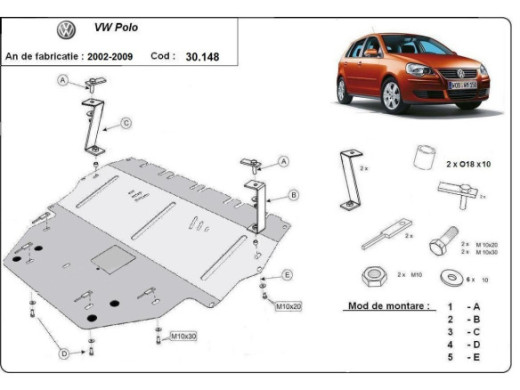Stahl Unterfahrschutz für Motor VW Polo - diesel (2002-2009) EANVolkswagen Polo