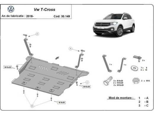 Stahl Unterfahrschutz für Motor VW T-Cross (2018-2026) EANVolkswagen T-Cross