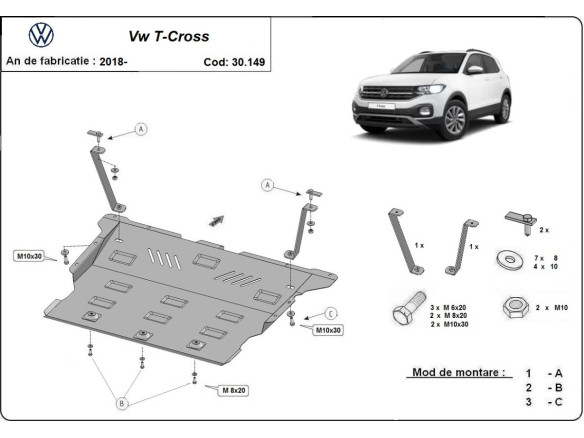 Stahl Unterfahrschutz für Motor VW T-Cross (2018-2026) EANVolkswagen T-Cross