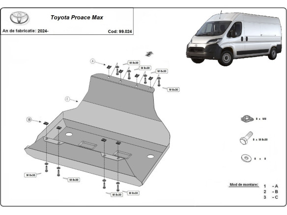 Stahl Unterfahrschutz für Treibstofftank Toyota Proace Maxr (2024-2026) EANToyota Proace Max