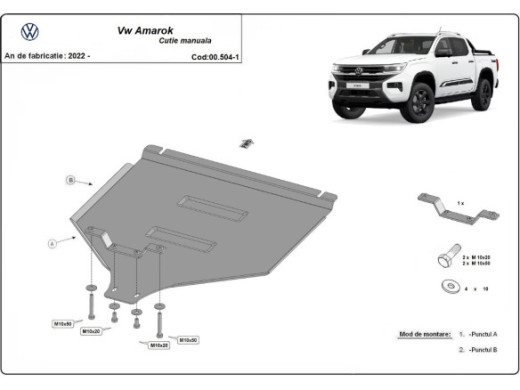 Stahl Unterfahrschutz für Getriebe Schaltgetriebe Volkswagen Amarok (2022-2026) EANVolkswagen Amarok